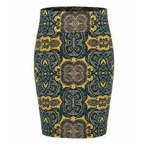 LuLaRoe Cassie Skirt Women Medium Yellow Paisley Good NWOT Pencil Stretch